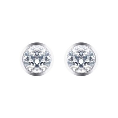 Silver & Diamond 0.10ct Besel Stud Earrings
