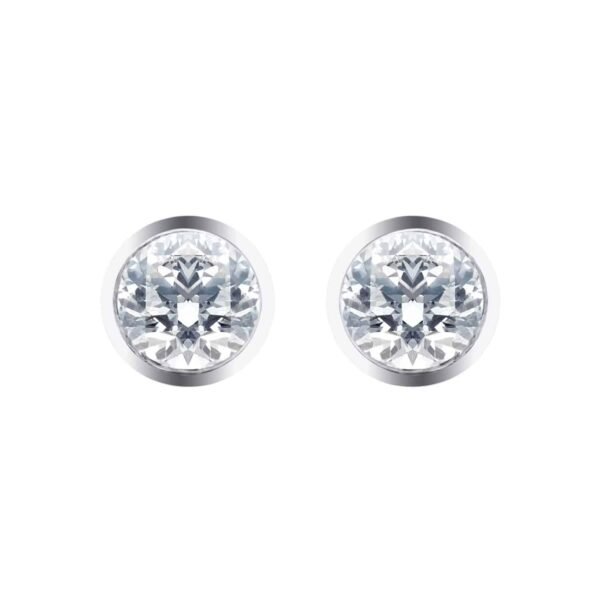 Silver & Diamond 0.10ct Besel Stud Earrings